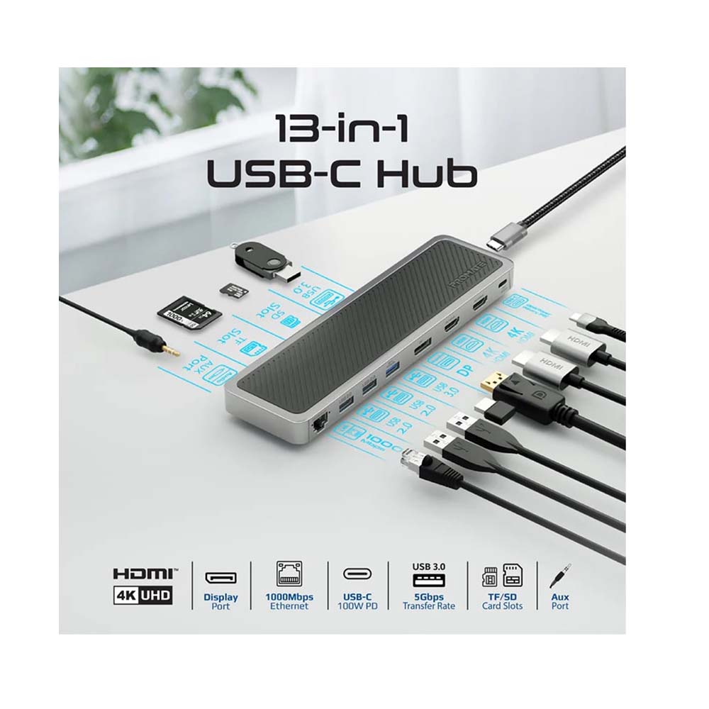 Promate ApexHub-MST 4K@60Hz Triple Display Multi-Port USB-C Docking Station Promate ApexHub-MST 4K@60Hz Triple Display Multi-Port USB-C Docking Station